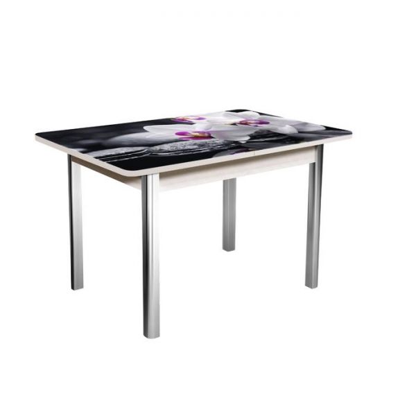 Стол раздвижной «Победа», 1200(1550) ? 800 ? 750 мм, хром, цвет белёный дуб / клетка 2