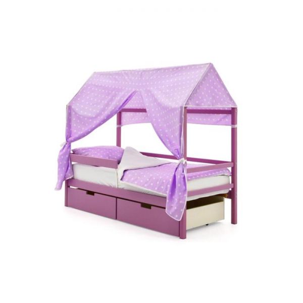 Крыша текстильная Бельмарко для кровати-домика Svogen звезды, фон лаванда