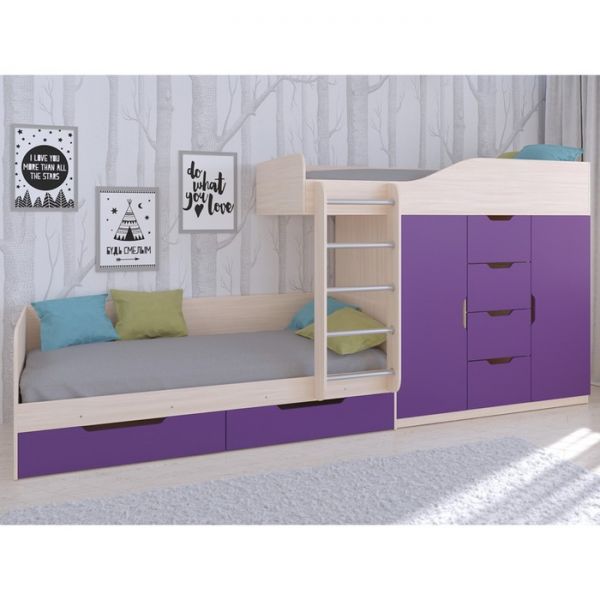 Детский комплекс «Астра 6», цвет дуб молочный/фиолетовый