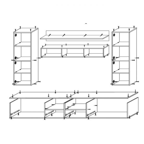 Гостиная Жак, 2800х450х2200, Белый глянец МДФ/ Белый ЛДСП