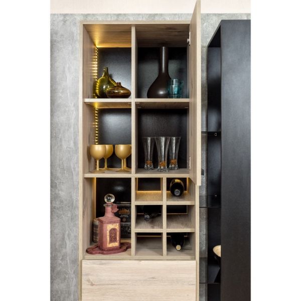 Шкаф Nature 2, 560 ? 400 ? 2116 мм, цвет гаскон пайн / чёрный