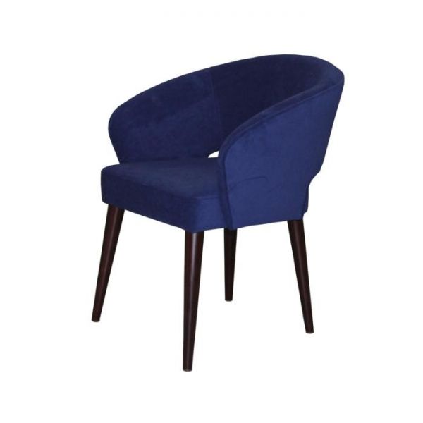Стул мягкий Персей 600х610х760 бук, цвет покраски темный орех, ткань велюр синий