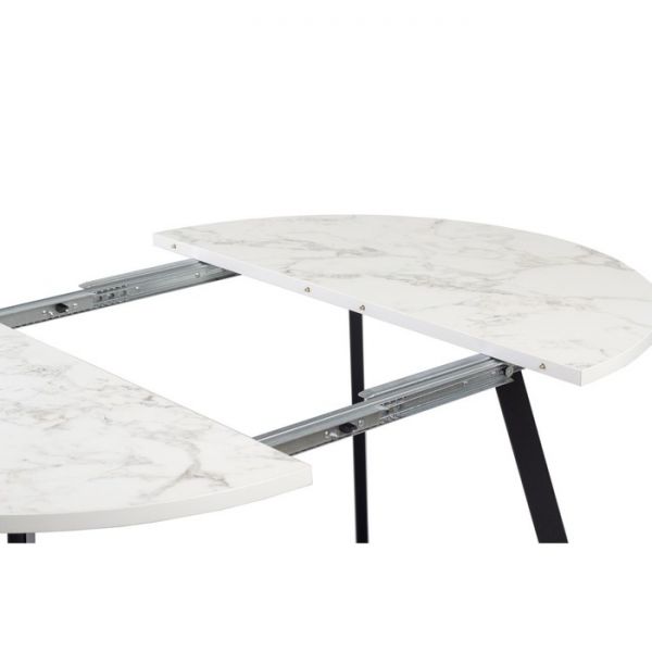 Стол РИМ D-940/1390х940х760 Мрамор Белый/Опора Гермес чёрная матовая