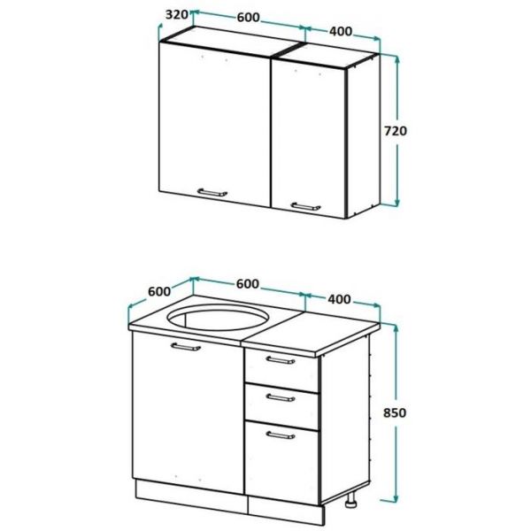 Кухонный гарнитур ЛЕГЕНДА 6 1000х600 Дуб Крафт Золотой/Малави/ корпус Белый