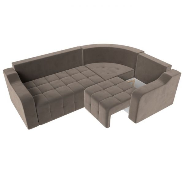 Угловой диван «Кембридж», механизм еврокнижка, велюр, цвет бежевый