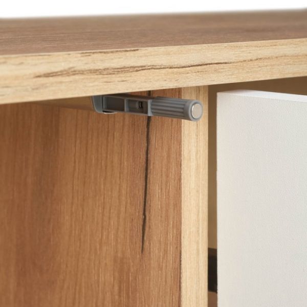 Тумба подвесная под ТВ 3, 1800х380х210, Дуб крафт золотой/Белый