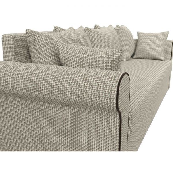 Прямой диван «Рейн», механизм еврокнижка, рогожка, цвет бежевый / кант коричневый