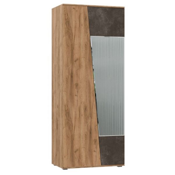 Шкаф 2х ств с зеркалом Соренто, 900х546х2236, Дуб крафт/Бетон темный