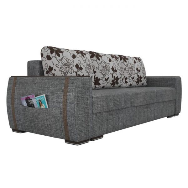 Прямой диван «Брион», механизм еврокнижка, рогожка, цвет серый