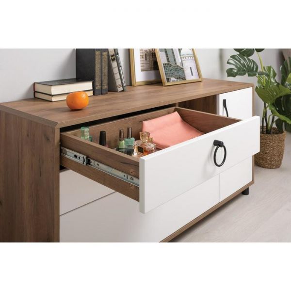 Тумба под ТВ Винтаж 13.283х07, 1300х400х623, Дуб крафт табачный/Милк софт