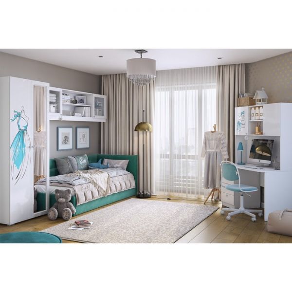 Тахта с орт. основанием + ПМ Альба 900х2000 сосна (велюр)