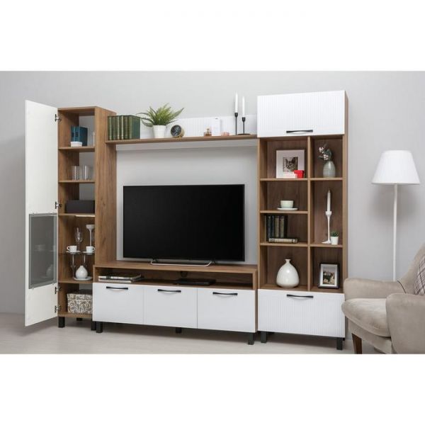 Стеллаж Манхеттен 13.148, 652х381х1900, Дуб крафт табачный/Белый глянец