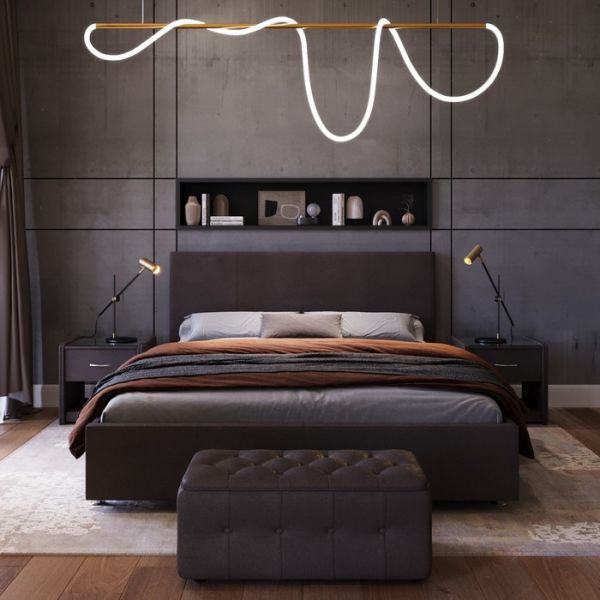 Кровать «Атриум New» с ПМ, 1400 ? 2000 мм, ЭКО деревянный каркас, 1 ящик, цвет шоколад