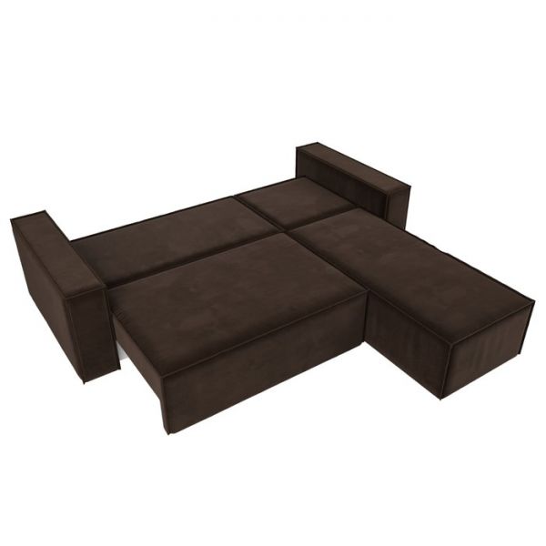 Угловой диван «Куба», механизм еврокнижка, микровельвет, цвет бежевый