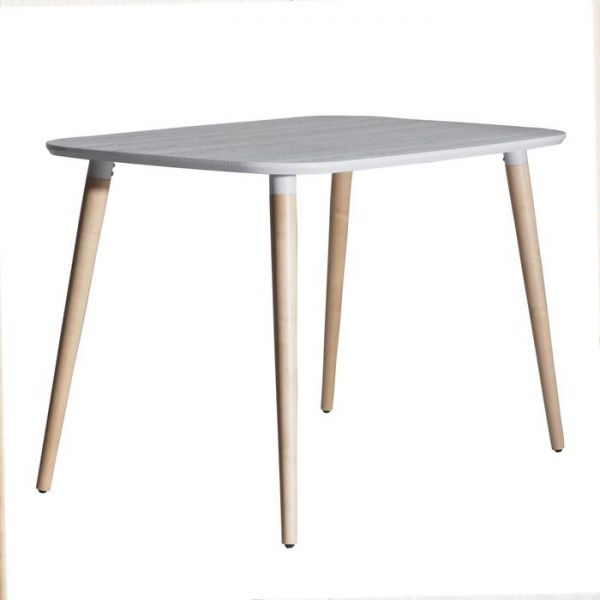 Стол обеденный Бони-2 нераздвижной 1140х720х750 Вуд Дуб Белый/опора Натуральное дерево