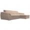 Угловой диван «Мисандра», механизм дельфин, велюр, цвет бежевый