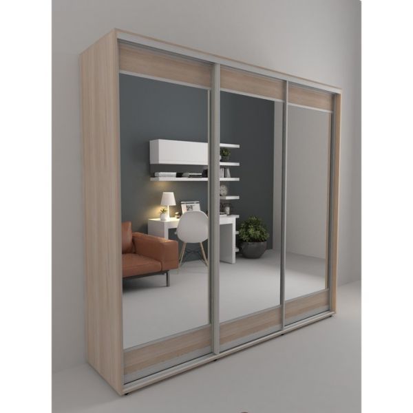 Шкаф-купе «Акцент-Лайт ЗЗ», 1500 ? 600 ? 2310 мм, ЛДСП, зеркало, цвет ясень шимо светлый