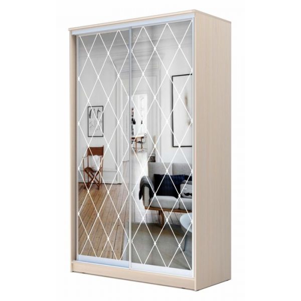 Шкаф-купе Хит-23-17-66, 1680x620x2300, Дуб молочный, Ромб большой на зеркале