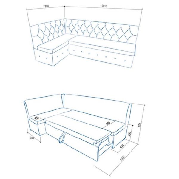 Кухонный уголок «Айриш», правый угол, механизм дельфин, велюр, цвет эмилия милк