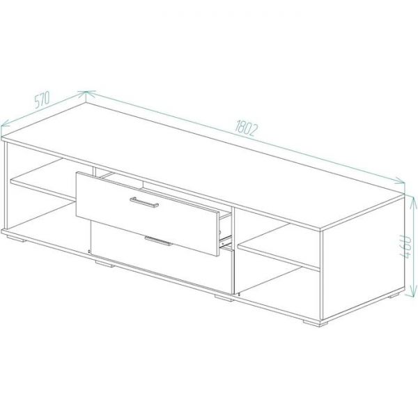 Тумба  ЛАЙТ 460х1800х570 Белый/ корпус Дуб Сонома