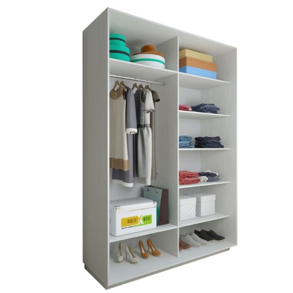 Шкаф-купе «Акцент-Квадро КЛ», 1000 ? 600 ? 2310 мм, вставки лоза, цвет выбеленное дерево