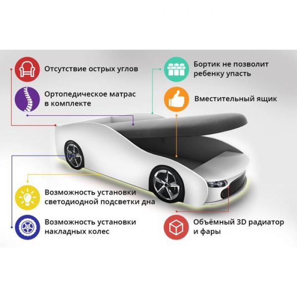 Детская кровать-машина "Бондмобиль розовый"