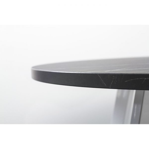 Стол РИМ D-940/1390х940х760 Камень Черный/Опора Гермес белая глянцевая