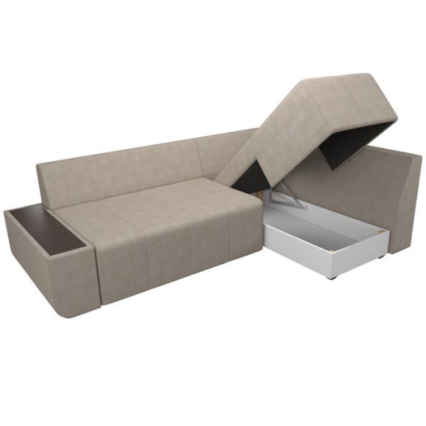 Угловой диван «Амадэус», правый угол, рогожка, цвет бежевый