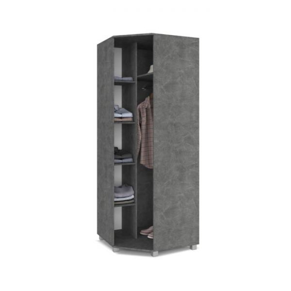 Шкаф Ева Е58 520х800х2100 угловой с зеркалом Камень темный/дуб ирландский