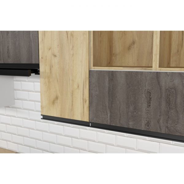 Кухонный гарнитур Виола Экстра 3000х600 белый/дуб бунратти/бетон темный/дуб золотой