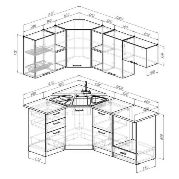Кухонный гарнитур Томилла оптима 4 1400*2000 мм