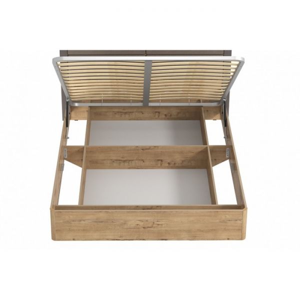 Кровать Livorno НМ 040.52 Х, 1600х2000, к/з Канзас 4, 10 26 Софт Графит, Дуб Бунратти