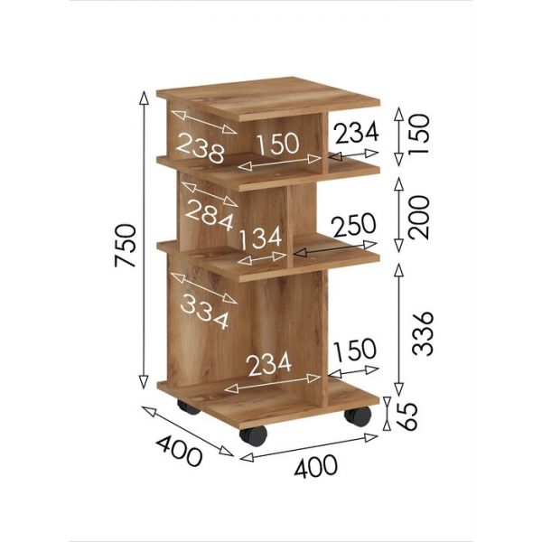 Стеллаж мобильный «Сеул», 400 ? 400 ? 815 мм, цвет дуб кельтик