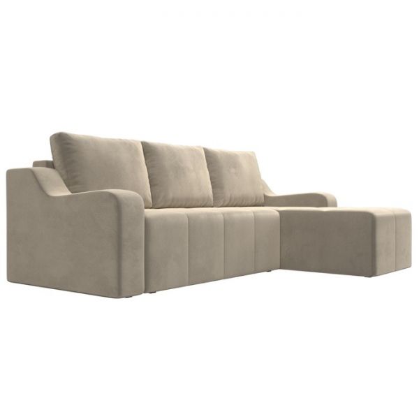 Угловой диван «Элида», правый угол, микровельвет, цвет бежевый