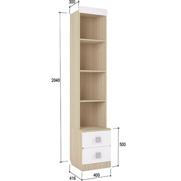 Стеллаж «Стиль 5.2», 400 ? 416 ? 2040 мм, цвет туя светлая