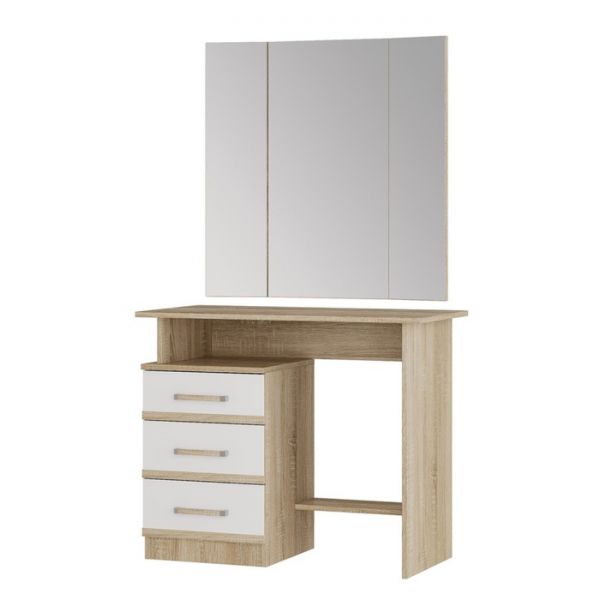 Косметический стол Сакура 900х450х1550 дуб сонома/белый