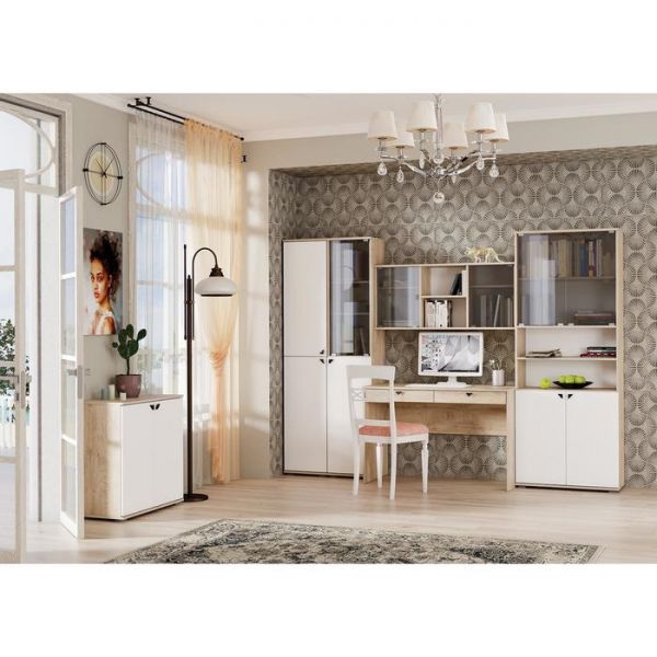 Пенал Бостон 13.154, 386х351х1944, Дуб элегантный/Милк рикамо софт