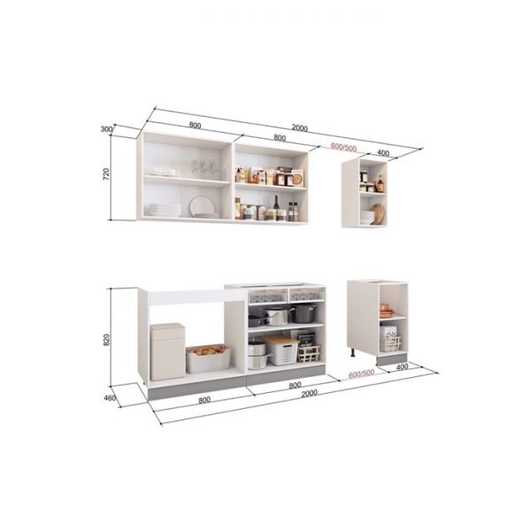 Кухонный гарнитур Бергамо 2000х600 белый/капучино патина платина