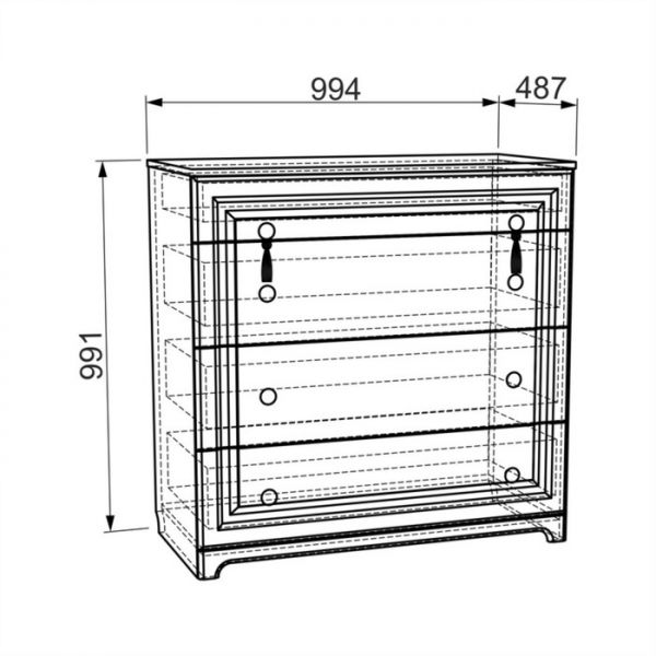 Комод Белла 994х487х991 Белый/джелато софт