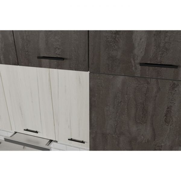 Кухонный гарнитур Сиена люкс 3000х600 Белый/Сосна/Дуб грей, бетон темный