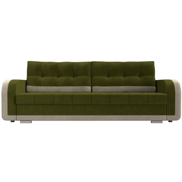 Диван прямой «Марсель», механизм еврокнижка, микровельвет, цвет бежевый / зелёный