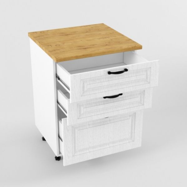 Шкаф напольный Н600 с 3-мя ящиками Вегас, 600х600х850, Белый