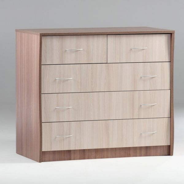 Комод 5 ящиков 900х480х800 Ясень шимо светлый/темный