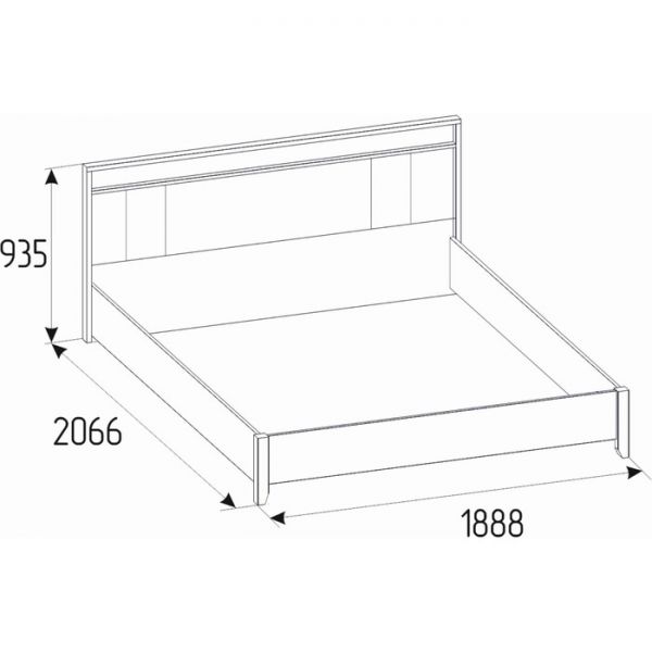Кровать Люкс Nature 308, 1400 ? 2000 мм, без основания, цвет дуб табачный сraft / чёрный