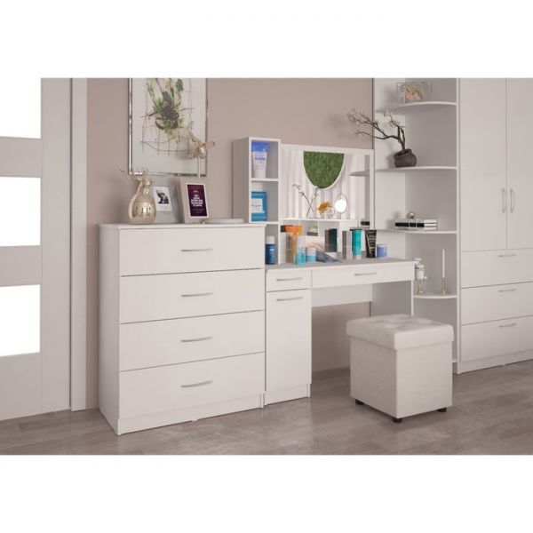 Стол туалетный с зеркалом «Париж», 1100 ? 450 ? 1504 мм, цвет белый