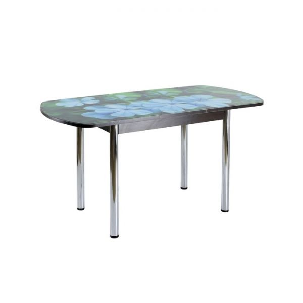 Стол раздвижной с фотопечатью Дэли, 1400(1800)х900х760, Венге/Дерево/Хром прямые