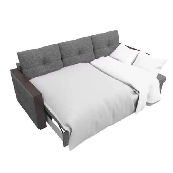 Угловой диван «Валенсия», механизм дельфин, рогожка, цвет серый