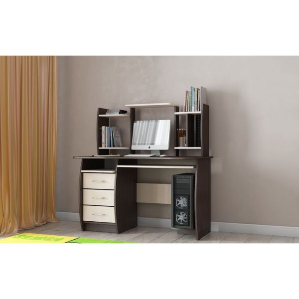 Стол компьютерный СК-3 1250х1200х700 Дуб выбеленный/Венге