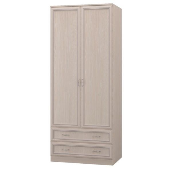 Шкаф 2-х дв. с 2мя ящиками ВЕРОНА 902х577х2243 Дуб атл./рамка МДФ дуб атл с патиной