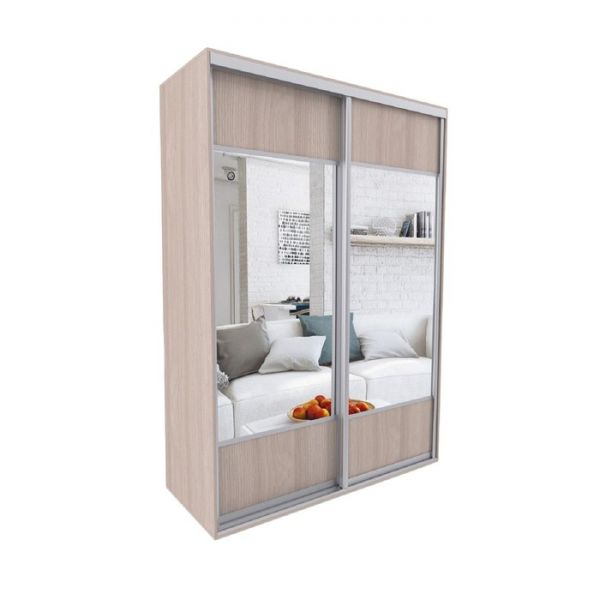 Шкаф-купе «Акцент-Дуэт», 1000 ? 600 ? 2310 мм, зеркало, цвет ясень шимо светлый